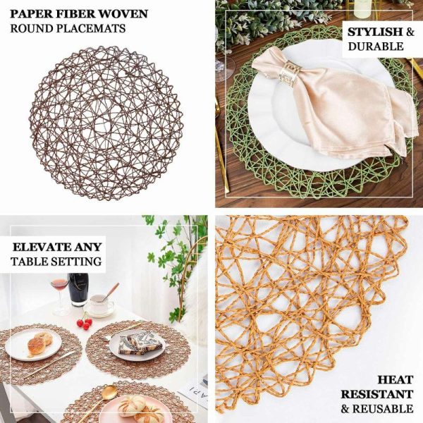 Chargers & Placemats |   6 Pack 15″ Natural Woven Fiber Placemats, Round Table Mats Chargers & Centerpieces Chargers & Placemats