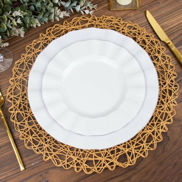 Chargers & Placemats |   6 Pack 15″ Natural Woven Fiber Placemats, Round Table Mats Chargers & Centerpieces Chargers & Placemats