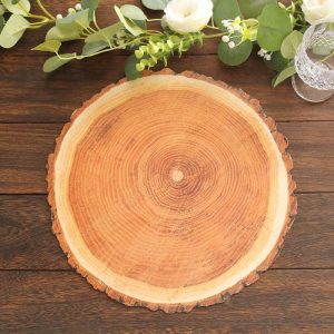 Chargers & Placemats |   6 Pack Farmhouse Natural Wood Slice Print Disposable Dining Table Mats, 13″ Round Cardstock Paper Placemats – 700 GSM Chargers & Centerpieces Chargers & Placemats