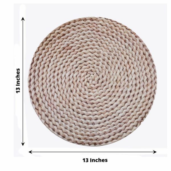 Chargers & Placemats |   6 Pack Wheat Woven Rattan Print Disposable Dining Table Mats, 13″ Round Cardstock Paper Placemats – 700 GSM Chargers & Centerpieces Beige