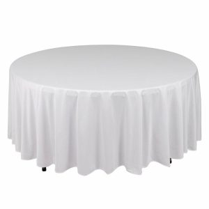 Commercial Grade Table Linens |   108″ White Premium Scuba Round Tablecloth, Wrinkle Free Seamless Polyester Tablecloth Commercial Grade Table Linens Commercial Grade Table Linens