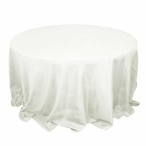 Commercial Grade Table Linens |   132″ Ivory Seamless Premium Polyester Round Tablecloth – 220GSM for 6 Foot Table With Floor-Length Drop Commercial Grade Table Linens Commercial Grade Table Linens