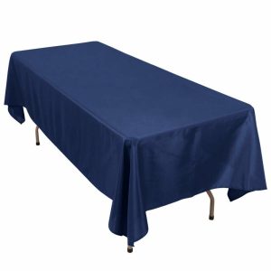 Commercial Grade Table Linens |   60″x102″ Navy Blue Seamless Premium Polyester Rectangular Tablecloth – 220GSM Commercial Grade Table Linens Commercial Grade Table Linens