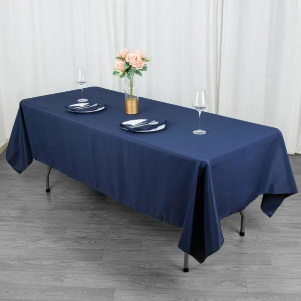 Commercial Grade Table Linens |   60″x102″ Navy Blue Seamless Premium Polyester Rectangular Tablecloth – 220GSM Commercial Grade Table Linens Commercial Grade Table Linens