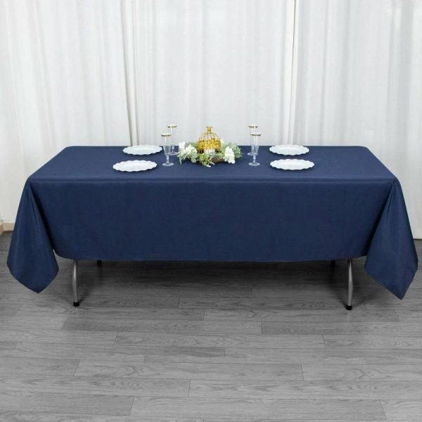 Commercial Grade Table Linens |   60″x102″ Navy Blue Seamless Premium Polyester Rectangular Tablecloth – 220GSM Commercial Grade Table Linens Commercial Grade Table Linens