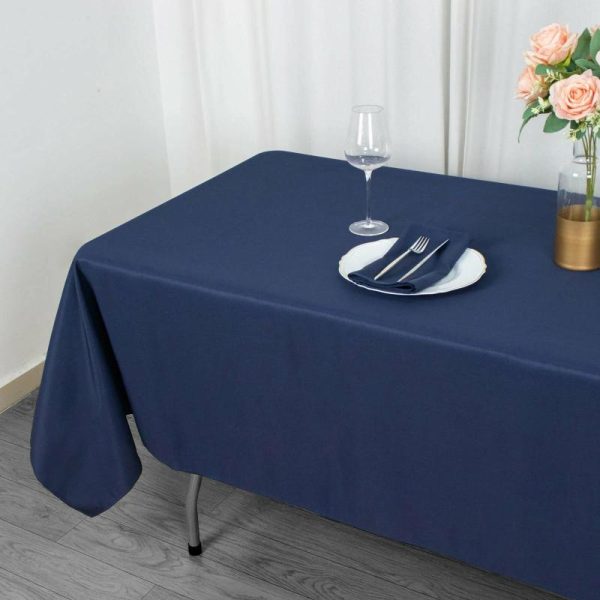 Commercial Grade Table Linens |   60″x102″ Navy Blue Seamless Premium Polyester Rectangular Tablecloth – 220GSM Commercial Grade Table Linens Commercial Grade Table Linens