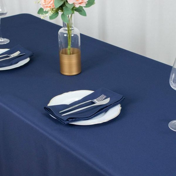 Commercial Grade Table Linens |   60″x102″ Navy Blue Seamless Premium Polyester Rectangular Tablecloth – 220GSM Commercial Grade Table Linens Commercial Grade Table Linens