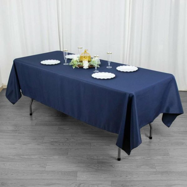 Commercial Grade Table Linens |   60″x102″ Navy Blue Seamless Premium Polyester Rectangular Tablecloth – 220GSM Commercial Grade Table Linens Commercial Grade Table Linens