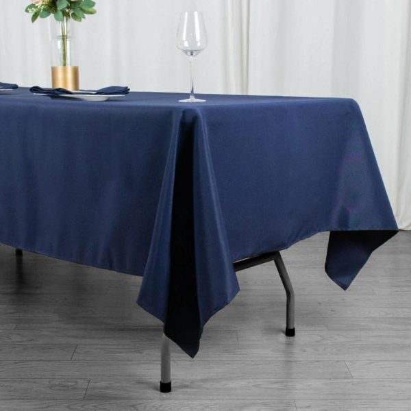 Commercial Grade Table Linens |   60″x102″ Navy Blue Seamless Premium Polyester Rectangular Tablecloth – 220GSM Commercial Grade Table Linens Commercial Grade Table Linens