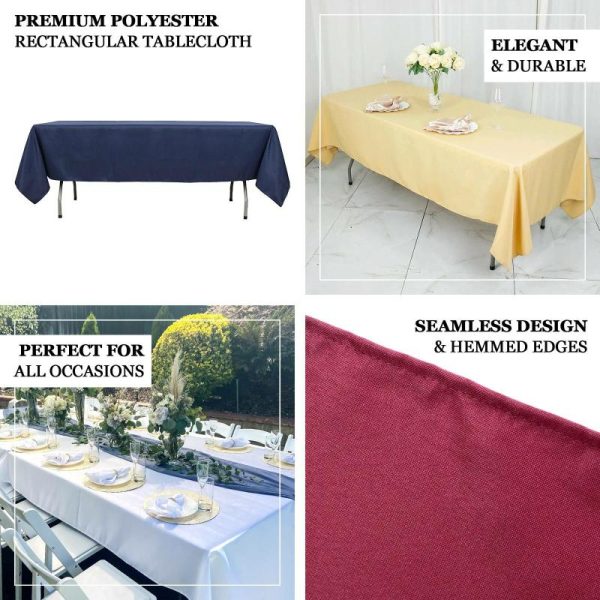 Commercial Grade Table Linens |   60″x102″ Navy Blue Seamless Premium Polyester Rectangular Tablecloth – 220GSM Commercial Grade Table Linens Commercial Grade Table Linens