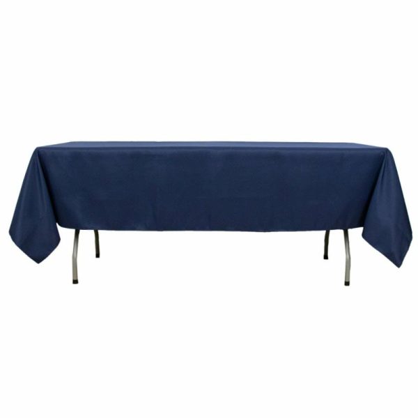 Commercial Grade Table Linens |   60″x102″ Navy Blue Seamless Premium Polyester Rectangular Tablecloth – 220GSM Commercial Grade Table Linens Commercial Grade Table Linens