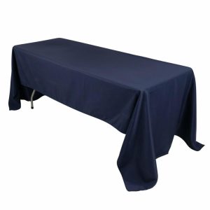 Commercial Grade Table Linens |   60″x126″ Navy Blue Seamless Premium Polyester Rectangular Tablecloth – 220GSM Commercial Grade Table Linens Commercial Grade Table Linens