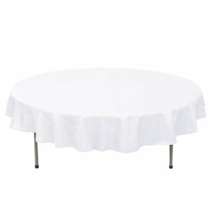 Commercial Grade Table Linens |   70″ White Seamless Premium Polyester Round Tablecloth – 220GSM Commercial Grade Table Linens Commercial Grade Table Linens