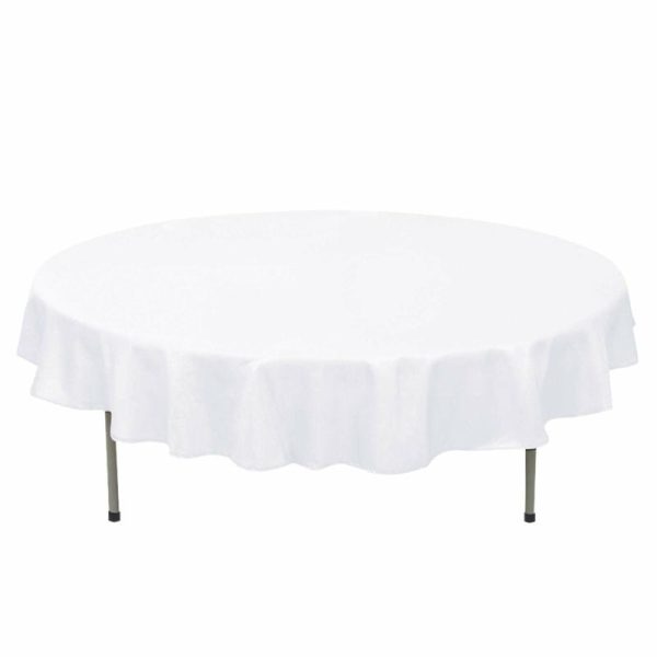 Commercial Grade Table Linens |   70″ White Seamless Premium Polyester Round Tablecloth – 220GSM Commercial Grade Table Linens Commercial Grade Table Linens