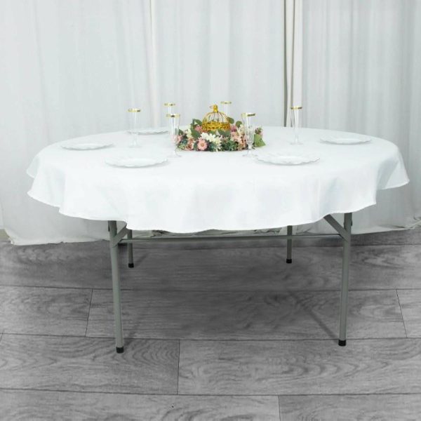 Commercial Grade Table Linens |   70″ White Seamless Premium Polyester Round Tablecloth – 220GSM Commercial Grade Table Linens Commercial Grade Table Linens