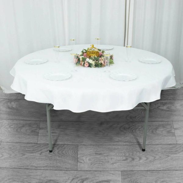 Commercial Grade Table Linens |   70″ White Seamless Premium Polyester Round Tablecloth – 220GSM Commercial Grade Table Linens Commercial Grade Table Linens