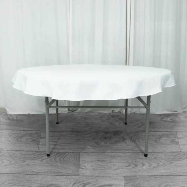 Commercial Grade Table Linens |   70″ White Seamless Premium Polyester Round Tablecloth – 220GSM Commercial Grade Table Linens Commercial Grade Table Linens