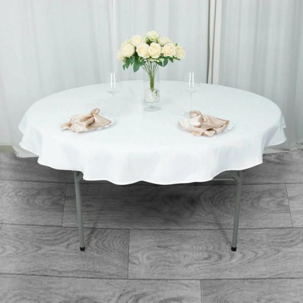 Commercial Grade Table Linens |   70″ White Seamless Premium Polyester Round Tablecloth – 220GSM Commercial Grade Table Linens Commercial Grade Table Linens