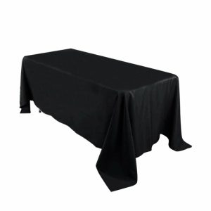 Commercial Grade Table Linens |   72″x120″ Black Seamless Premium Polyester Rectangular Tablecloth – 220GSM Commercial Grade Table Linens Black