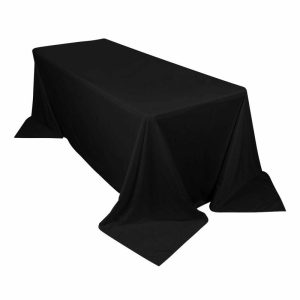 Commercial Grade Table Linens |   90″x132″ Black Premium Scuba Wrinkle Free Rectangular Tablecloth, Seamless Scuba Polyester Tablecloth for 6 Foot Table With Floor-Length Drop Commercial Grade Table Linens Black