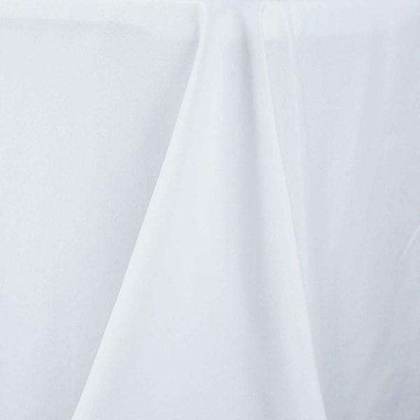 Commercial Grade Table Linens |   90″x132″ White Seamless Premium Polyester Rectangular Tablecloth – 220GSM for 6 Foot Table With Floor-Length Drop Commercial Grade Table Linens Commercial Grade Table Linens