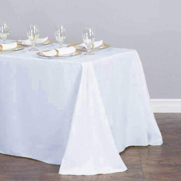 Commercial Grade Table Linens |   90″x132″ White Seamless Premium Polyester Rectangular Tablecloth – 220GSM for 6 Foot Table With Floor-Length Drop Commercial Grade Table Linens Commercial Grade Table Linens