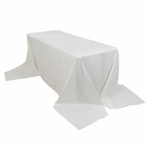 Commercial Grade Table Linens |   90″x156″ White Rectangle 100% Cotton Linen Seamless Tablecloth for 8 Foot Table With Floor-Length Drop Commercial Grade Table Linens Commercial Grade Table Linens