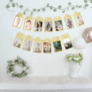 Decoration Kit |   12 Month Milestone 1st Birthday Party Photo Backdrop Hanging Banner, Baby Photo Garland Banner – 5.5ft Decoration Kit Decoration Kit