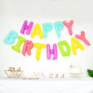 Decoration Kit |   13″ Ready-To-Use Colorful “Happy Birthday” Mylar Foil Balloon Banner Decoration Kit Decoration Kit