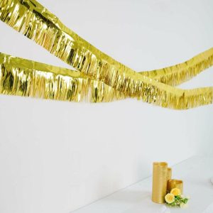 Decoration Kit |   16ft Metallic Gold Foil Tassel Fringe Backdrop Banner, Tinsel Garland Decor Decoration Kit Decoration Kit