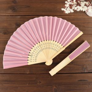 Decoration Kit |   5 Pack Dusty Rose Asian Silk Folding Fans Party Favors, Oriental Folding Fan Favors Decoration Kit Decoration Kit