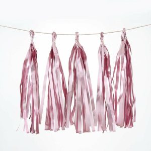 Decoration Kit |   7.5ft Long Metallic Dusty Rose Foil Tassels Fringe Garland, Tinsel Streamer Party Backdrop Decorations Decoration Kit Decoration Kit