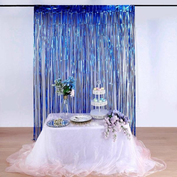 Decoration Kit |   8ft Royal Blue Metallic Tinsel Foil Fringe Doorway Curtain Party Backdrop Decoration Kit Decoration Kit