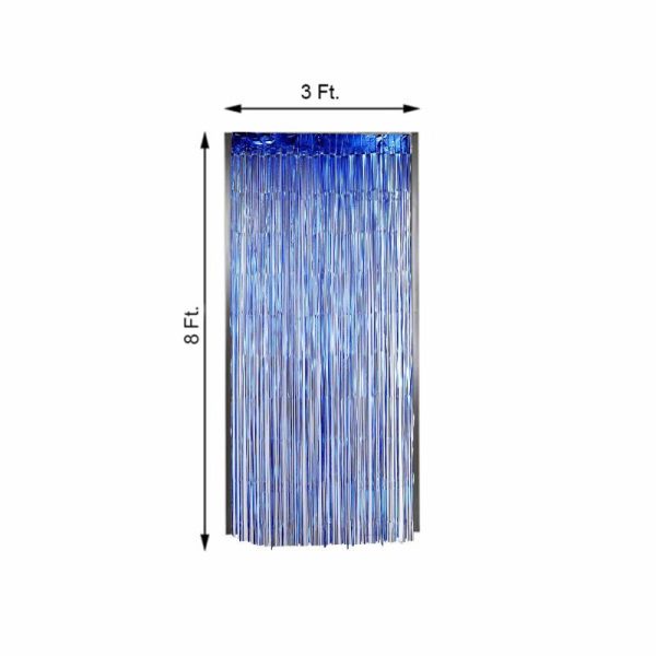 Decoration Kit |   8ft Royal Blue Metallic Tinsel Foil Fringe Doorway Curtain Party Backdrop Decoration Kit Decoration Kit