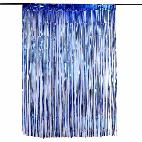 Decoration Kit |   8ft Royal Blue Metallic Tinsel Foil Fringe Doorway Curtain Party Backdrop Decoration Kit Decoration Kit