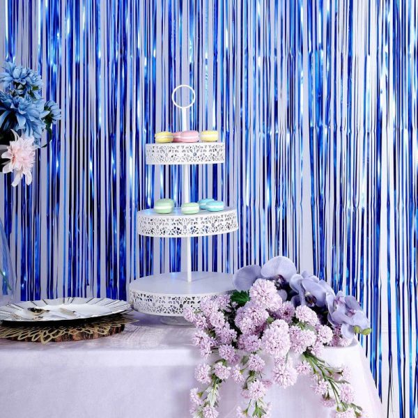 Decoration Kit |   8ft Royal Blue Metallic Tinsel Foil Fringe Doorway Curtain Party Backdrop Decoration Kit Decoration Kit