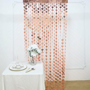 Decoration Kit |   Rose Gold Heart Chain Foil Fringe Curtain Party Backdrop, Metallic Rose Gold Tinsel Streamer Party Decor – Door Window Foil Curtain – 3ftx6.5ft Decoration Kit Decoration Kit