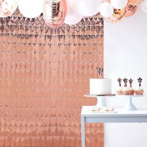 Decoration Kit |   Shiny Rose Gold Metallic Foil Rectangle Curtain Party Backdrop Door Window Curtain – 3ftx6.5ft Decoration Kit Decoration Kit