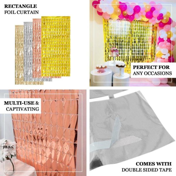 Decoration Kit |   Shiny Rose Gold Metallic Foil Rectangle Curtain Party Backdrop Door Window Curtain – 3ftx6.5ft Decoration Kit Decoration Kit