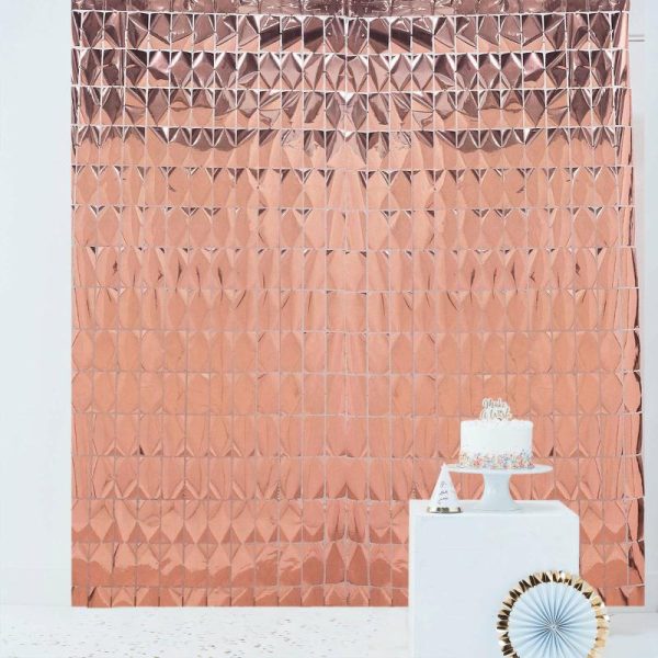 Decoration Kit |   Shiny Rose Gold Metallic Foil Rectangle Curtain Party Backdrop Door Window Curtain – 3ftx6.5ft Decoration Kit Decoration Kit