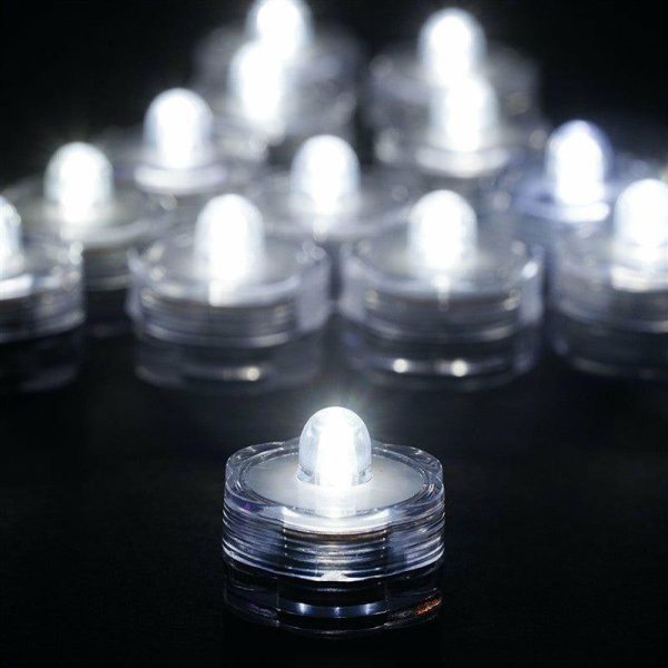 Decorative Lights |   12 Pack White Flower Shaped Waterproof LED Lights, Battery Operated Submersible Decorative Lights Decorative Lights