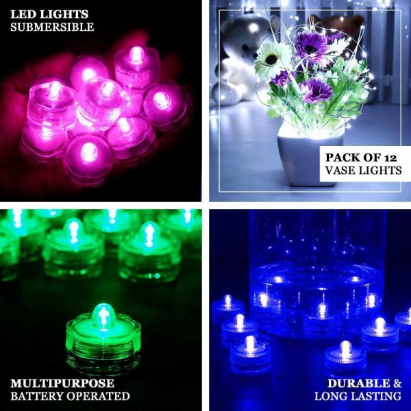 Decorative Lights |   12 Pack White Flower Shaped Waterproof LED Lights, Battery Operated Submersible Decorative Lights Decorative Lights