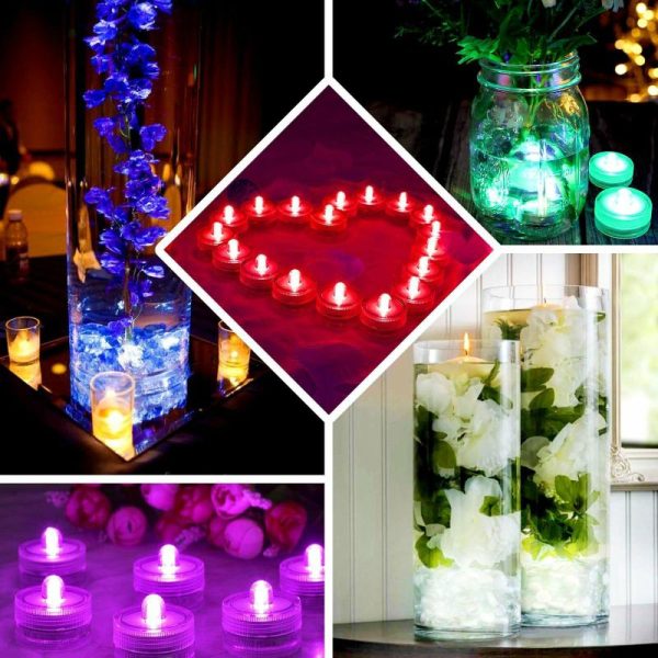 Decorative Lights |   12 Pack White Flower Shaped Waterproof LED Lights, Battery Operated Submersible Decorative Lights Decorative Lights