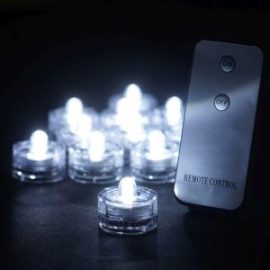 Decorative Lights |   12 Pack White Remote Operated Waterproof Submersible LED Lights Decorative Lights Decorative Lights