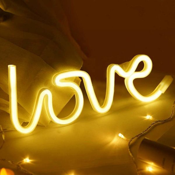 Decorative Lights |   13″ Love Neon Light Sign, LED Reusable Wall Decor Lights USB and Battery Operated Decorative Lights Decorative Lights