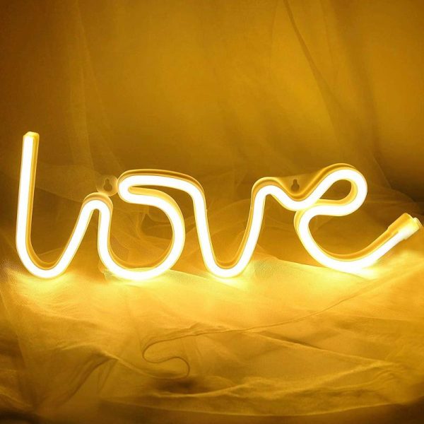 Decorative Lights |   13″ Love Neon Light Sign, LED Reusable Wall Decor Lights USB and Battery Operated Decorative Lights Decorative Lights