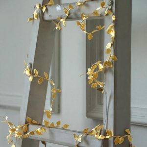 Decorative Lights |   15ft Warm White 40 LED Metallic Gold Leaf String Lights Hanging Vine, Decorative Battery Operated Fairy Lights Rose Leaf Garland Decorative Lights Decorative Lights