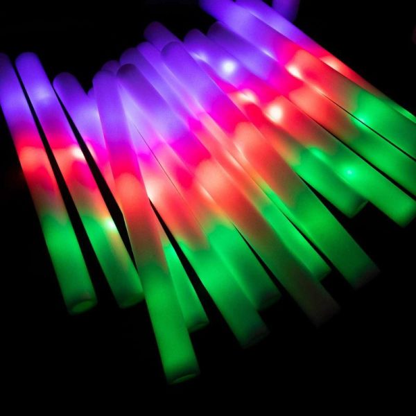 Decorative Lights |   20 Pack Multicolor LED Foam Party Glow Sticks With 3 Flashing Modes, 19″ Reusable Battery Operated Light Sticks Decorative Lights Decorative Lights