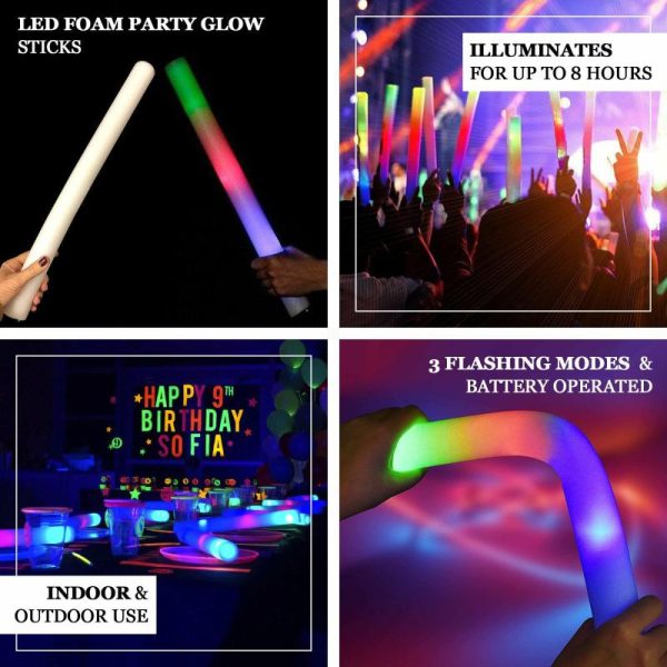 Decorative Lights |   20 Pack Multicolor LED Foam Party Glow Sticks With 3 Flashing Modes, 19″ Reusable Battery Operated Light Sticks Decorative Lights Decorative Lights