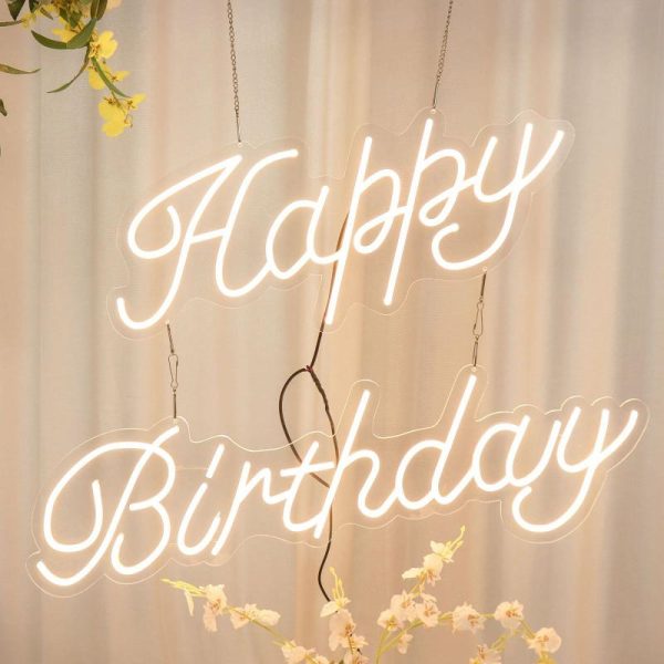 Decorative Lights |   32″ Happy Birthday Neon Light Sign, LED Reusable Wall Décor Lights With 5ft Hanging Chain Decorative Lights Decorative Lights